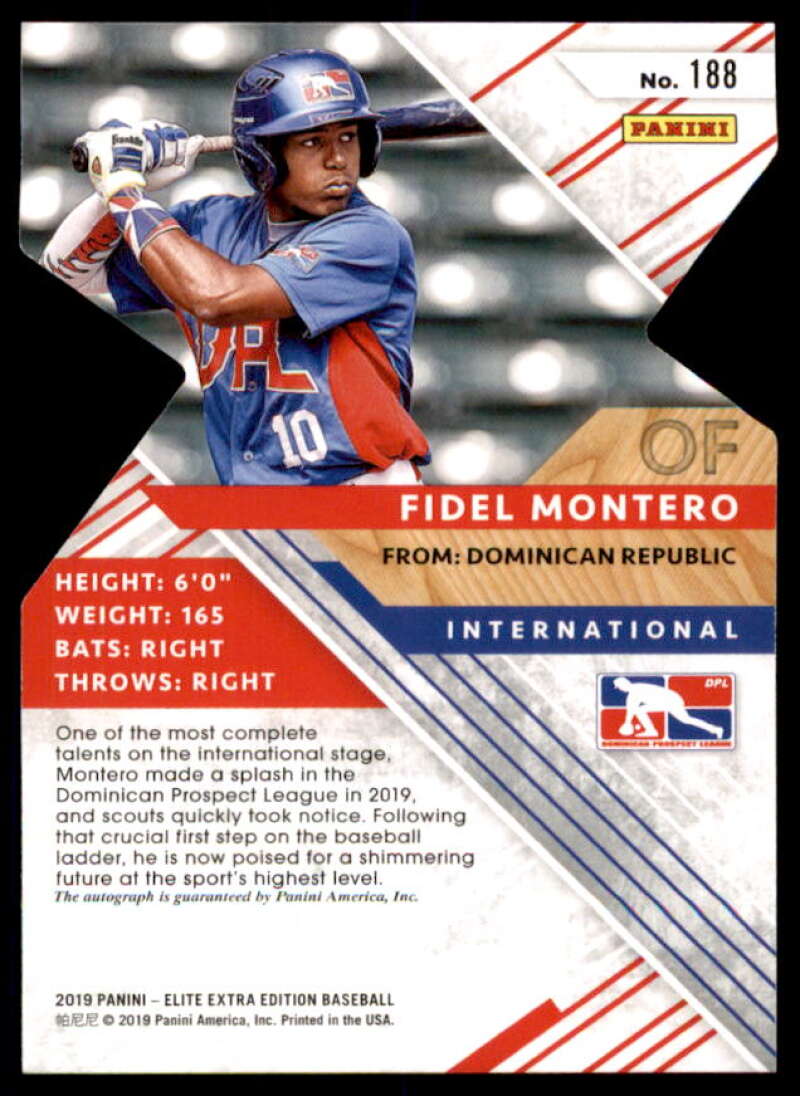 Fidel Montero Rookie 2019 Elite Extra Edition Autograph Status Die Cut Red #188  Image 2