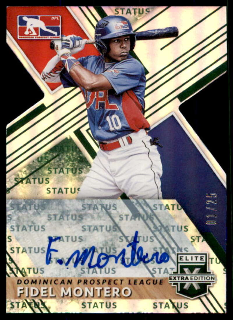 Fidel Montero Rookie 2019 Elite Extra Edition Autograph Status Die Cut Red #188  Image 1