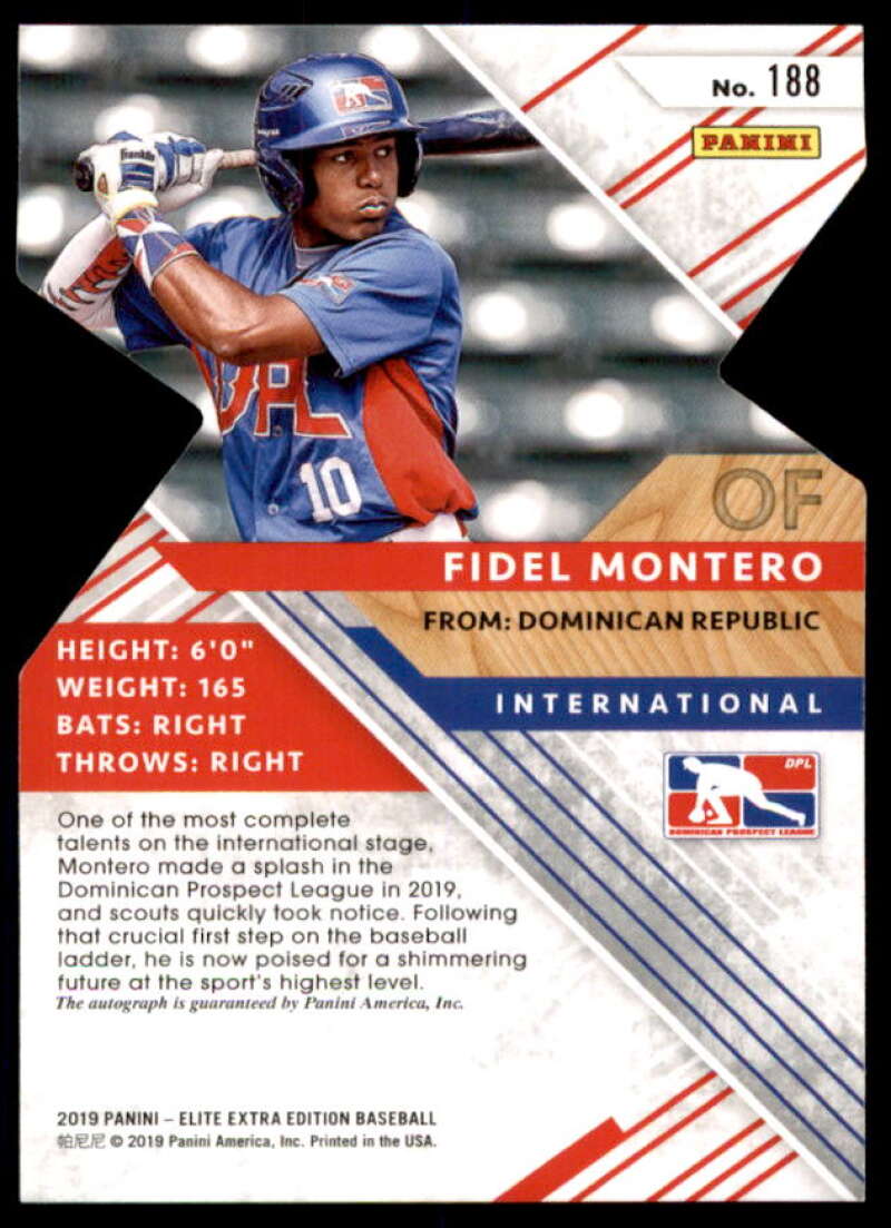 Fidel Montero Rookie 2019 Elite Extra Edition Autograph Status Die Cut Red #188  Image 2