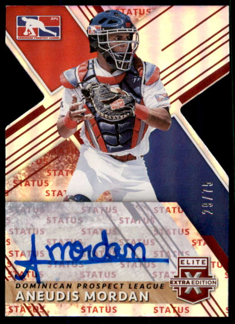 Aneudis Mordan Rookie 2019 Elite Extra Edition Auto Status Die Cut Red #189  Image 1