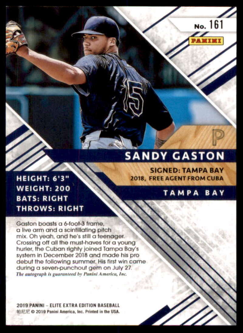 Sandy Gaston Rookie 2019 Elite Extra Edition Autographs Aspirations Blue #161  Image 2
