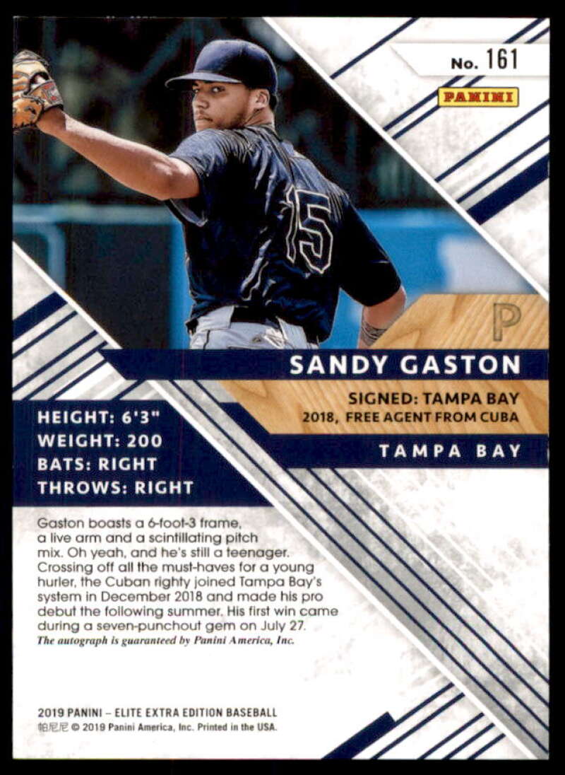 Sandy Gaston Rookie 2019 Elite Extra Edition Autographs Aspirations Blue #161  Image 2