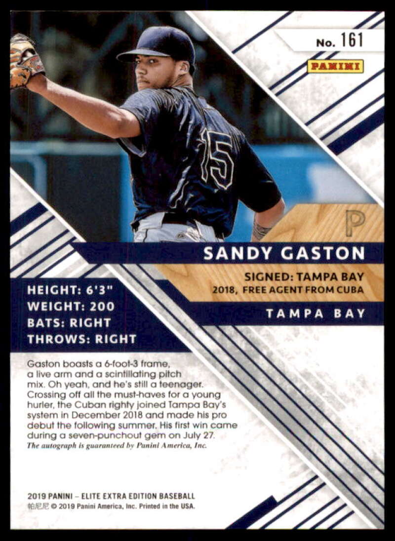 Sandy Gaston Rookie 2019 Elite Extra Edition Autographs Aspirations Purple #161  Image 2