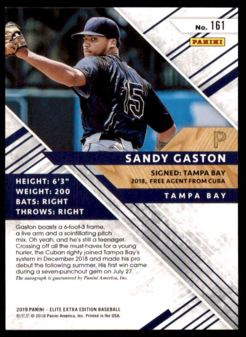 Sandy Gaston Rookie 2019 Elite Extra Edition Autographs Aspirations Purple #161  Image 2