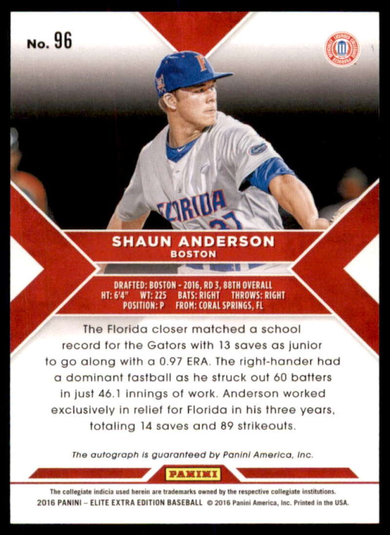 Shaun Anderson Rookie 2016 Elite Extra Edition Autograph Aspirations Purple #96  Image 2