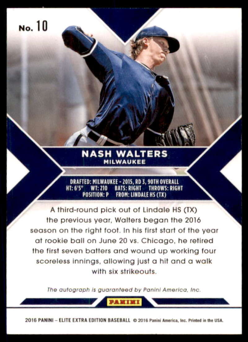 Nash Walters Rookie 2016 Elite Extra Edition Autographs Aspirations Blue #10  Image 2