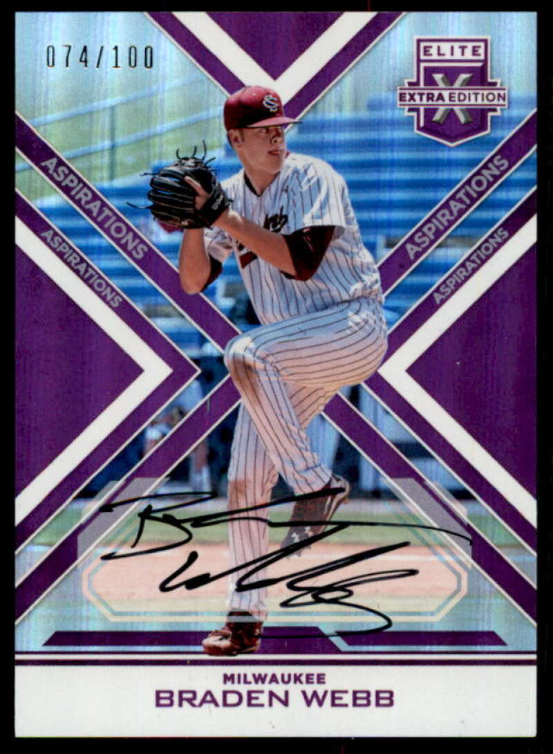 Braden Webb Rookie 2016 Elite Extra Edition Autographs Aspirations Purple #74  Image 1