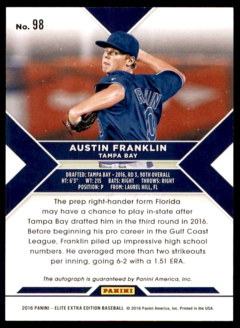 Austin Franklin Rookie 2016 Elite Extra Edition Auto Aspirations Purple #98  Image 2