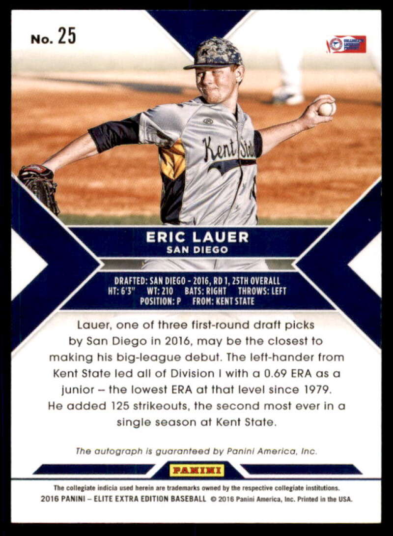 Eric Lauer Rookie 2016 Elite Extra Edition Autographs Aspirations Purple #25  Image 2