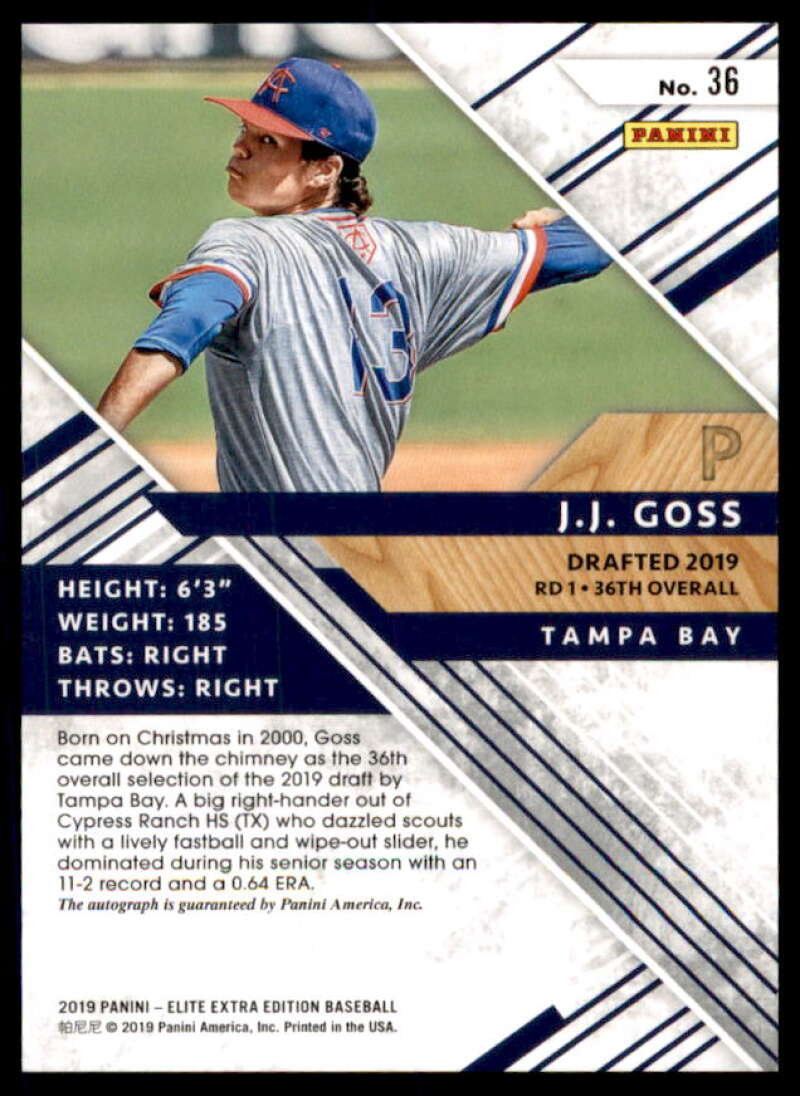 J.J. Goss Rookie Card 2019 Elite Extra Edition Autographs Aspirations Blue #36  Image 2