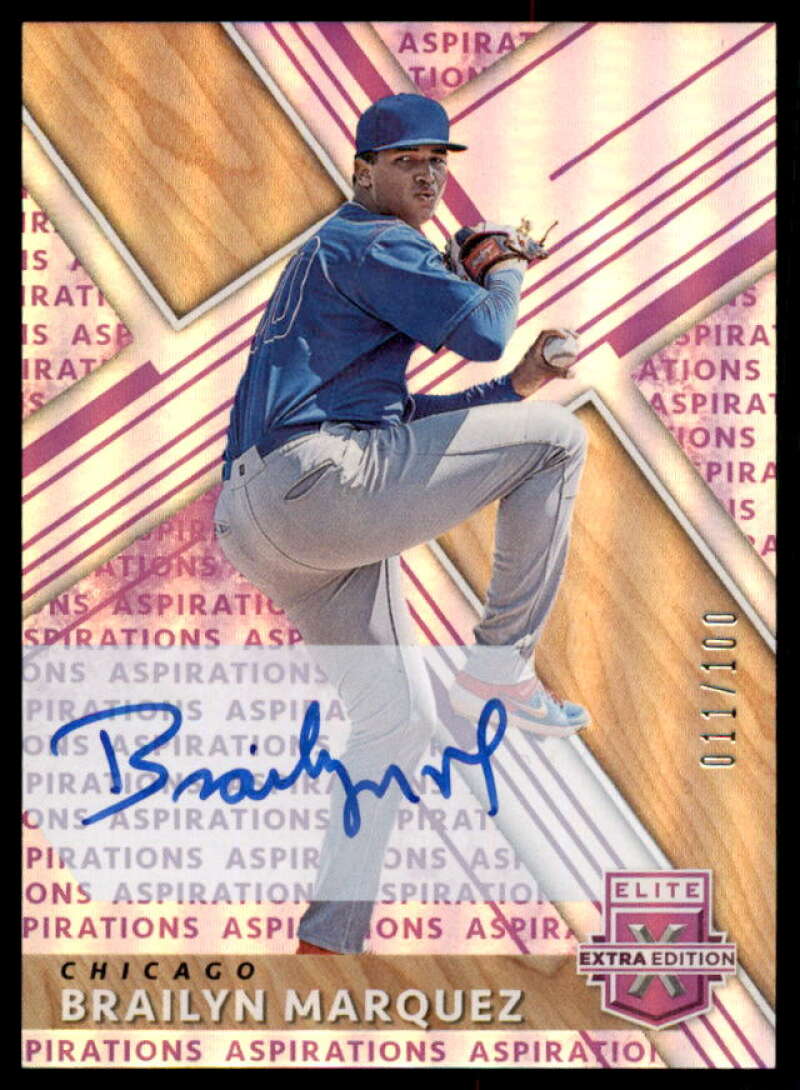 Brailyn Marquez Rookie 2019 Elite Extra Edition Auto Aspirations Purple #96  Image 1