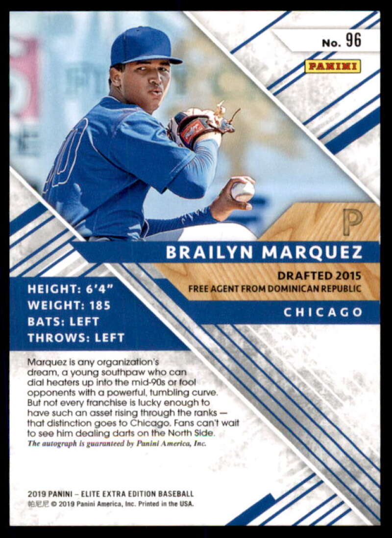 Brailyn Marquez Rookie 2019 Elite Extra Edition Auto Aspirations Purple #96  Image 2