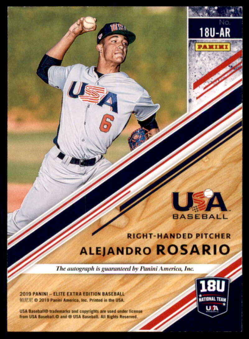 Alejandro Rosario RC 2019 Elite Extra Edition USA Baseball 18U Black #16  Image 2