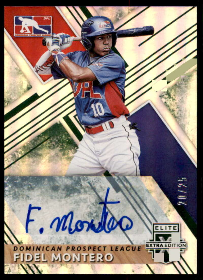 Fidel Montero Rookie Card 2019 Elite Extra Edition Autographs Emerald #188  Image 1