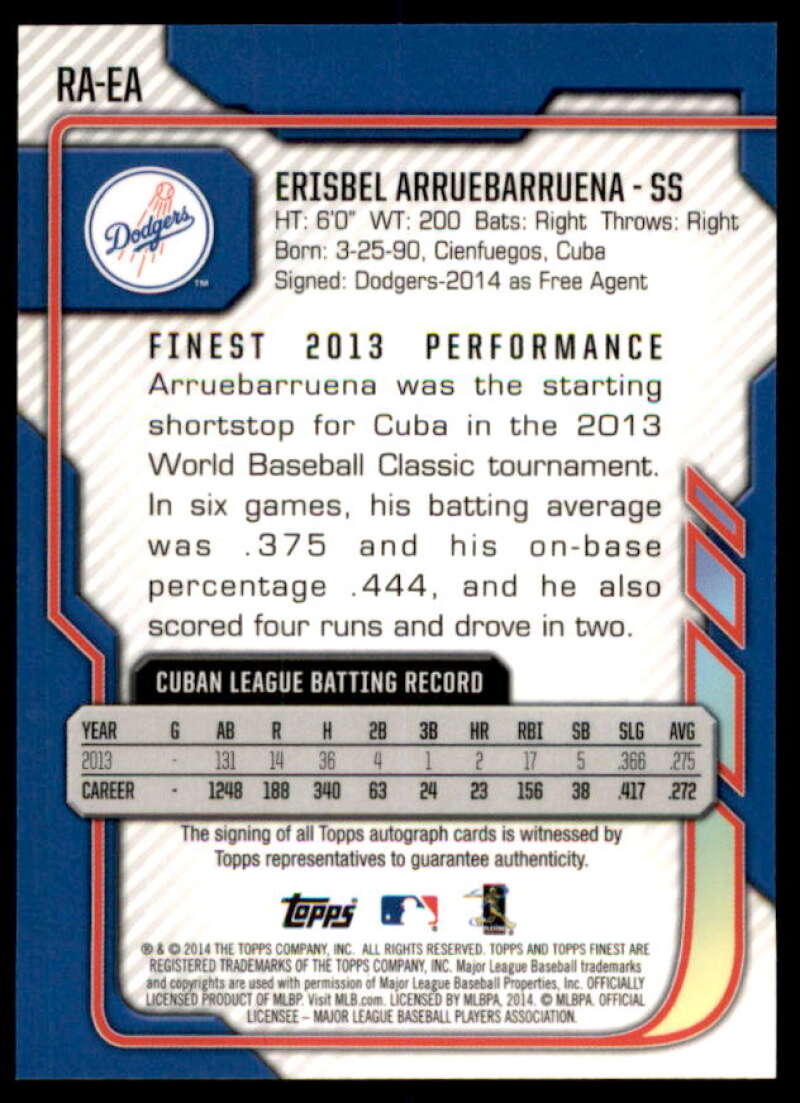 Erisbel Arruebarrena Rookie Card 2014 Finest Rookie Autographs X-Fractors #RAEA  Image 2