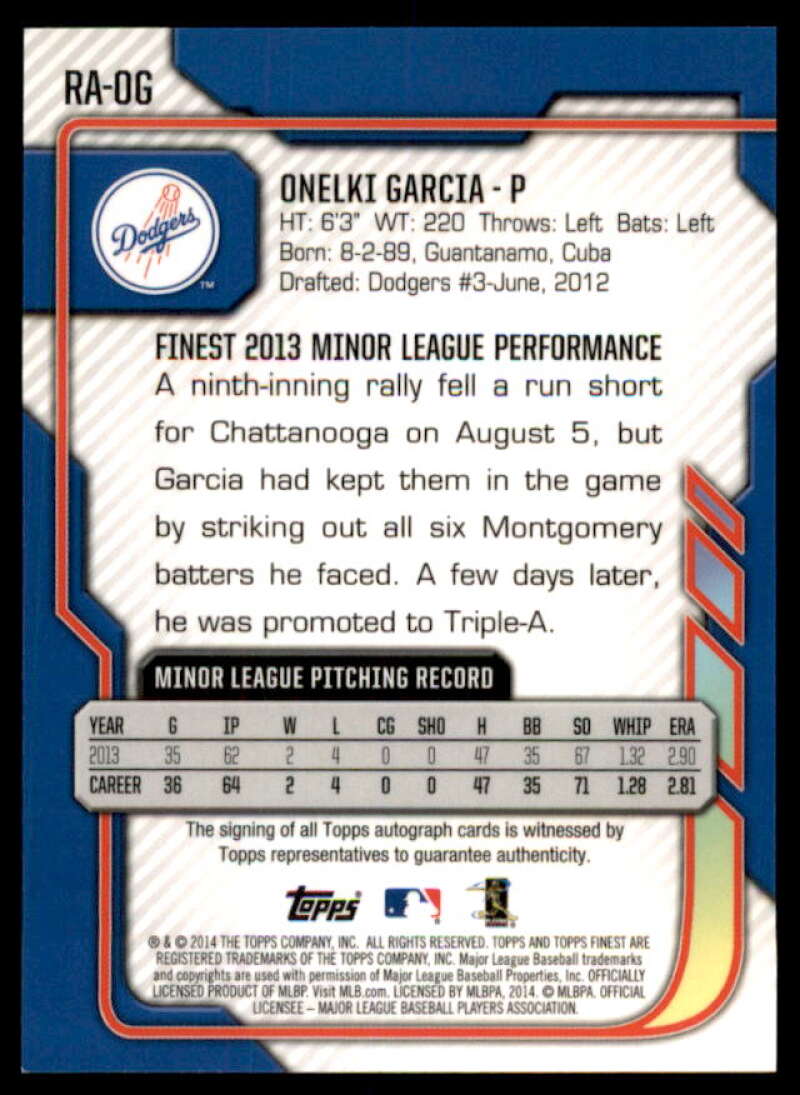 Onelki Garcia Rookie Card 2014 Finest Rookie Autographs X-Fractors #RAOG  Image 2