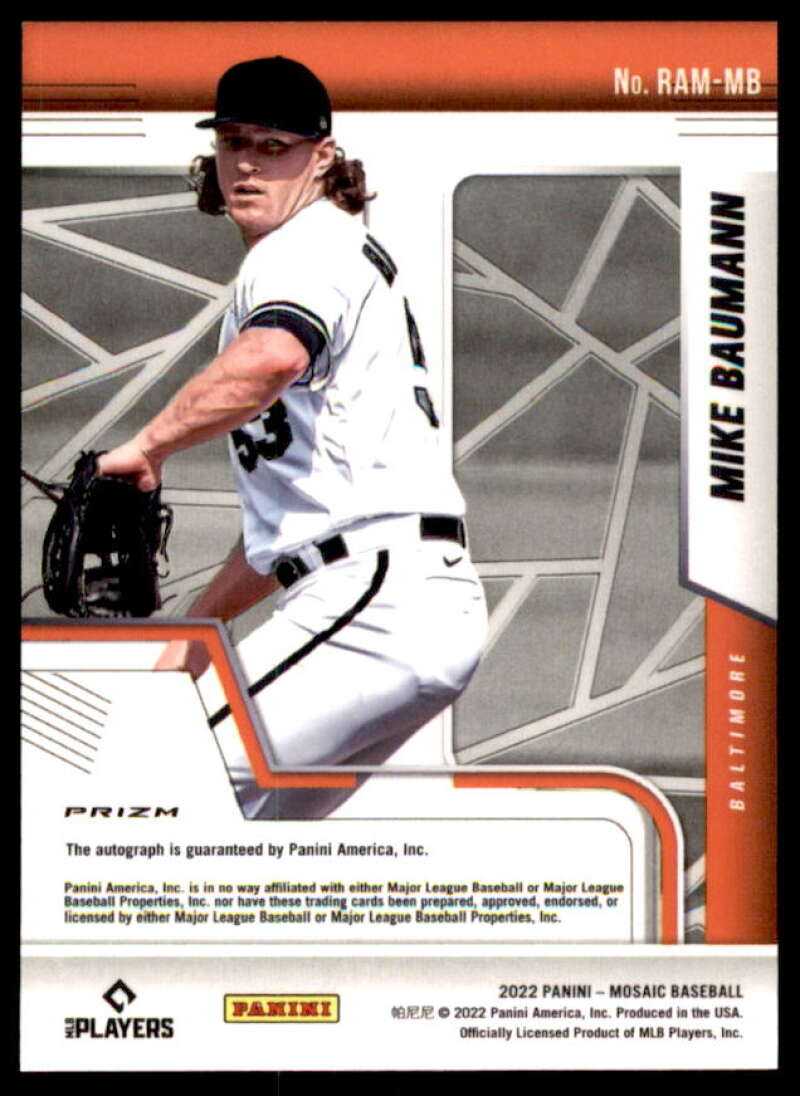 Mike Baumann Rookie Card 2022 Panini Mosaic Rookie Autographs Mosaic #7  Image 2