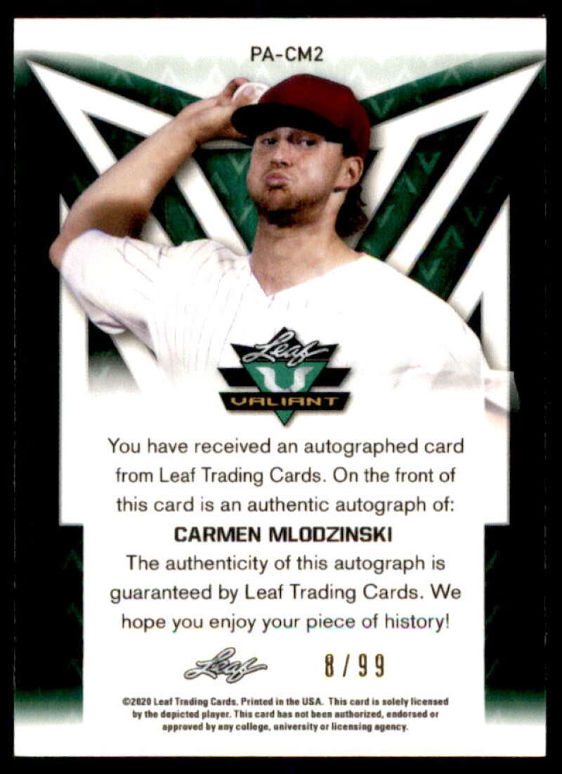 Carmen Mlodzinski Rookie Card 2020 Leaf Valiant Portrait Green #PACM2  Image 2