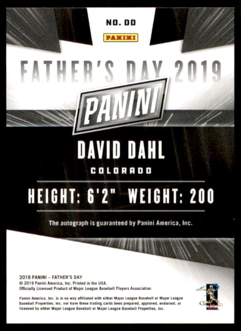 David Dahl Rookie Card 2019 Panini Father's Day Private Signings #DD  Image 2