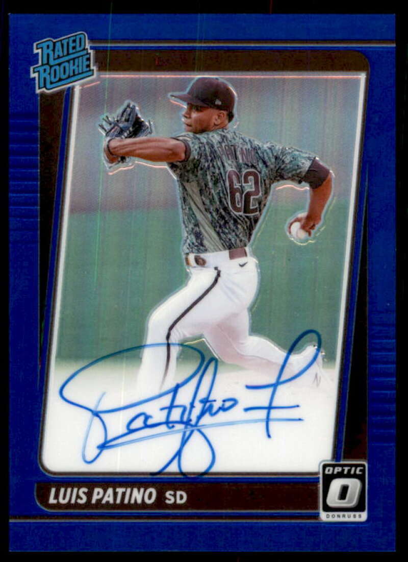Luis Patino Rookie Card 2021 Donruss Optic Rated Rookies Signatures Blue #15  Image 1