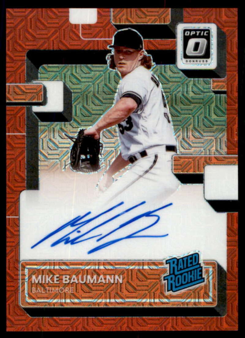 Mike Baumann Rookie 2022 Donruss Optic Rated Rookies Signatures Red Mojo #27  Image 1