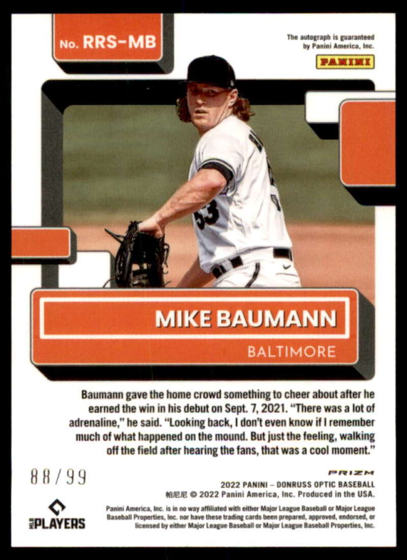 Mike Baumann Rookie 2022 Donruss Optic Rated Rookies Signatures Red Mojo #27  Image 2