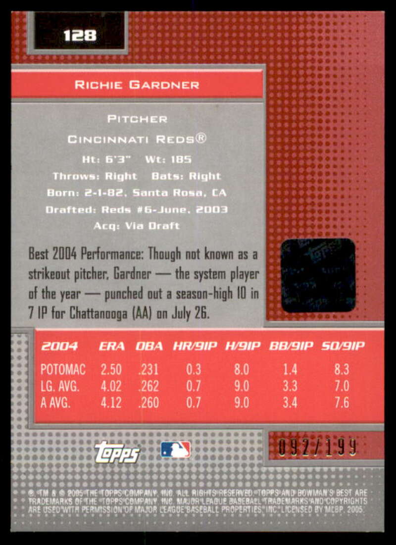 Richie Gardner FY AU Rookie Card 2005 Bowman's Best Red #128  Image 2