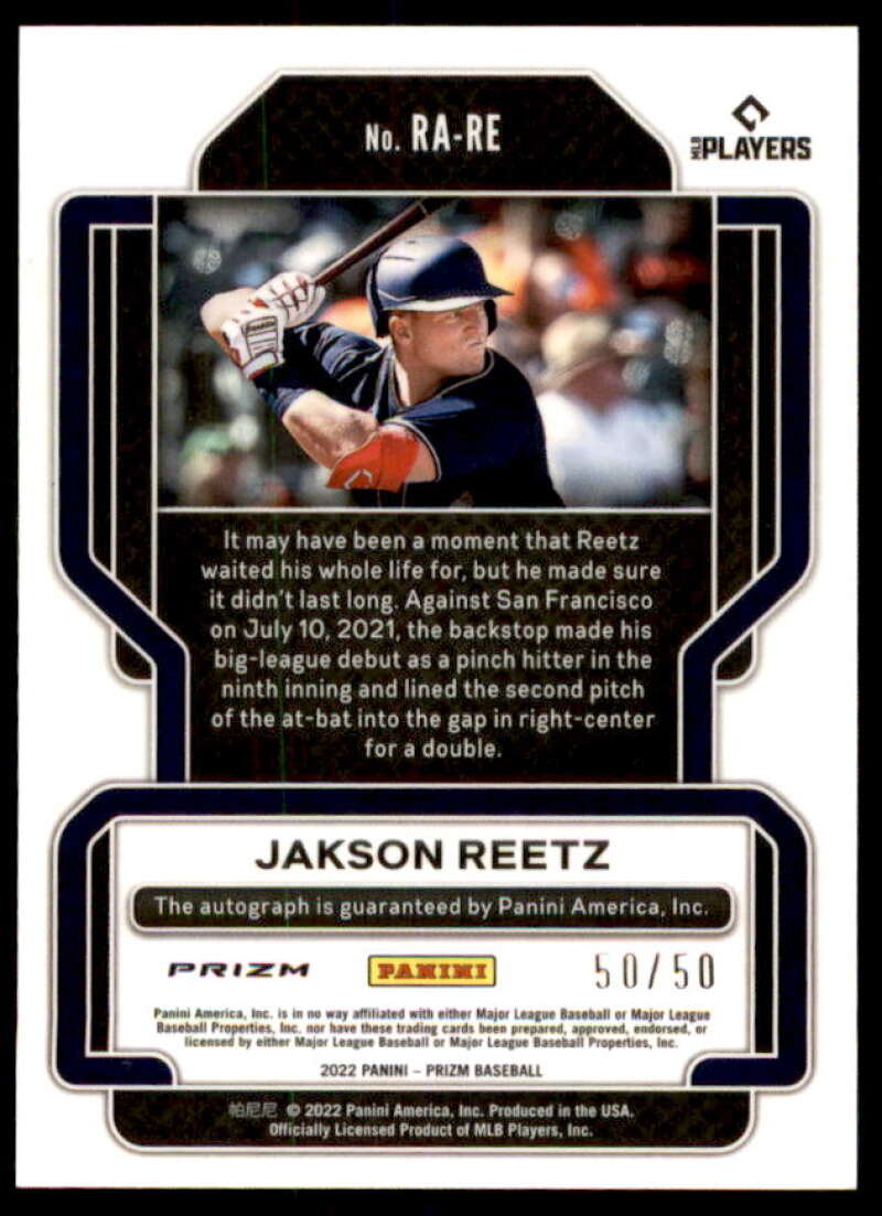 Jakson Reetz Rookie Card 2022 Panini Prizm Rookie Autographs Prizms Purple #85  Image 2