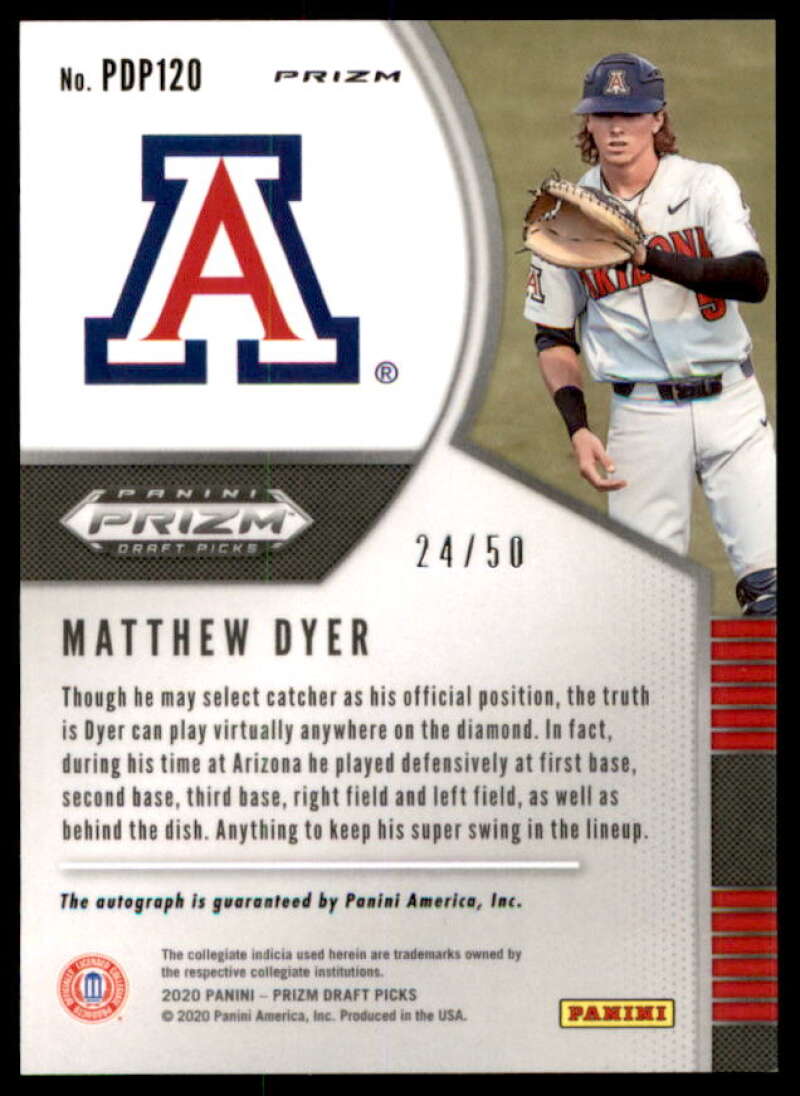 Matthew Dyer Rookie 2020 Prizm Draft Pick Base AU Prizm White Donut Circle #120  Image 2