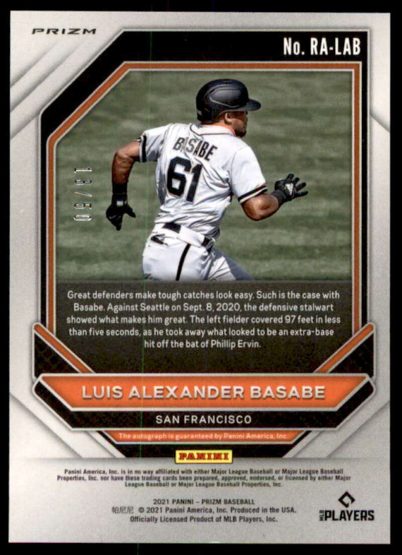 Luis Alexander Basabe Rookie 2021 Prizm Rookie AU Prizms Carolina Blue #97  Image 2