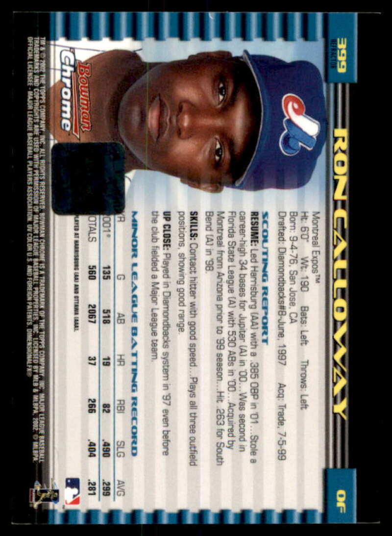 Ron Calloway AU Rookie Card 2002 Bowman Chrome Refractors #399  Image 2