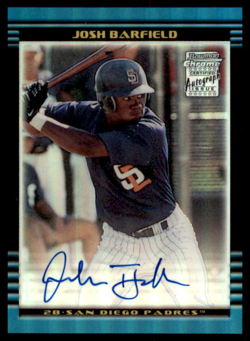 Josh Barfield AU Rookie Card 2002 Bowman Chrome Refractors #390  Image 1