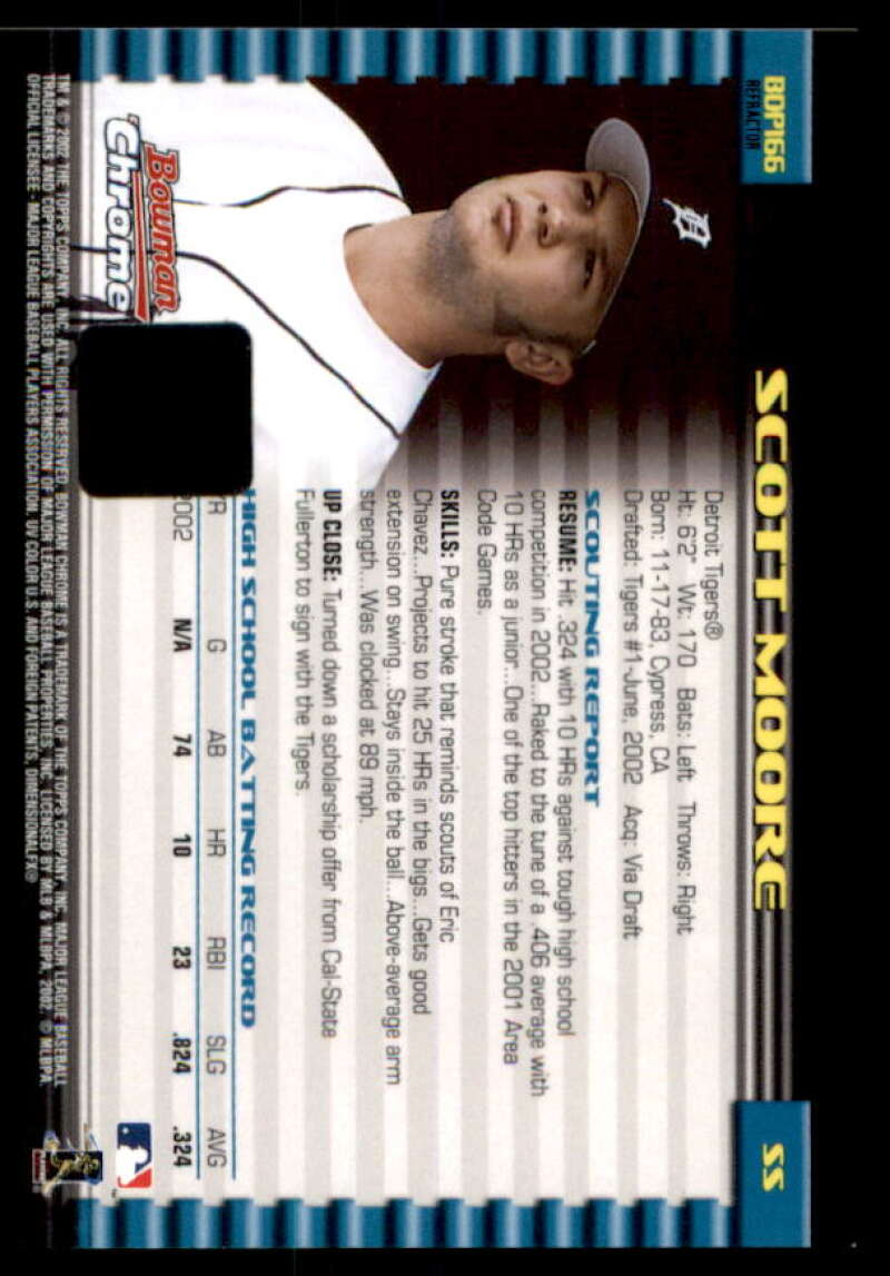 Scott Moore AU Rookie Card 2002 Bowman Chrome Draft Refractors #166  Image 2