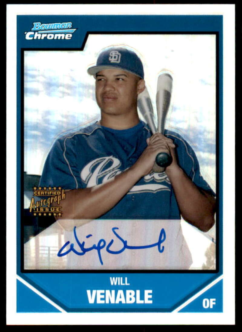 Will Venable AU Rookie Card 2007 Bowman Chrome Prospects Refractors #BC250  Image 1