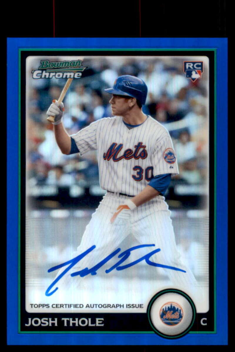 Josh Thole AU Rookie Card 2010 Bowman Chrome Blue Refractors #219A  Image 1