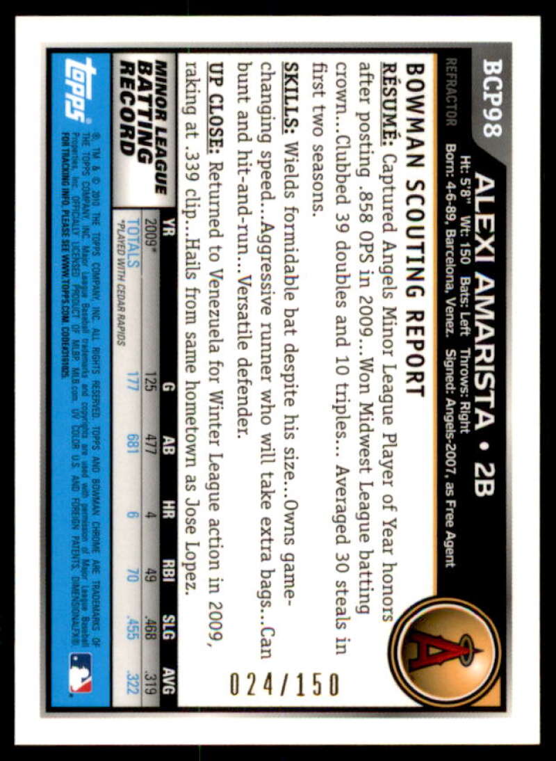 Alexia Amarista AU Rookie 2010 Bowman Chrome Prospects Blue Refractors #BCP98B  Image 2