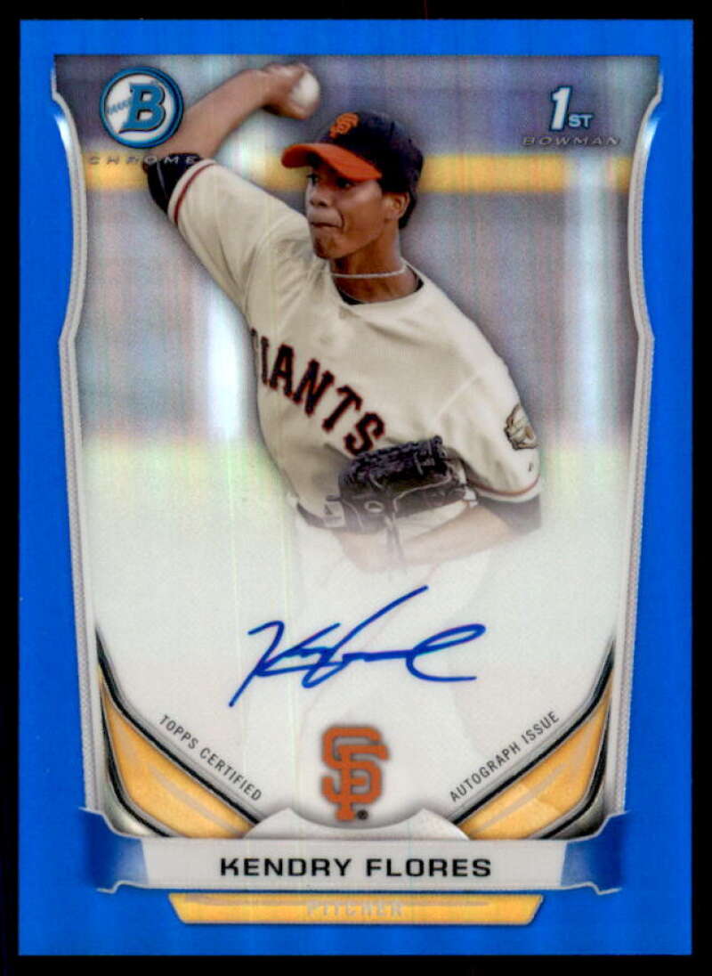 Kendry Flores Rookie 2014 Bowman Chrome Prospect AU Blue Refractors #BCAPKF  Image 1
