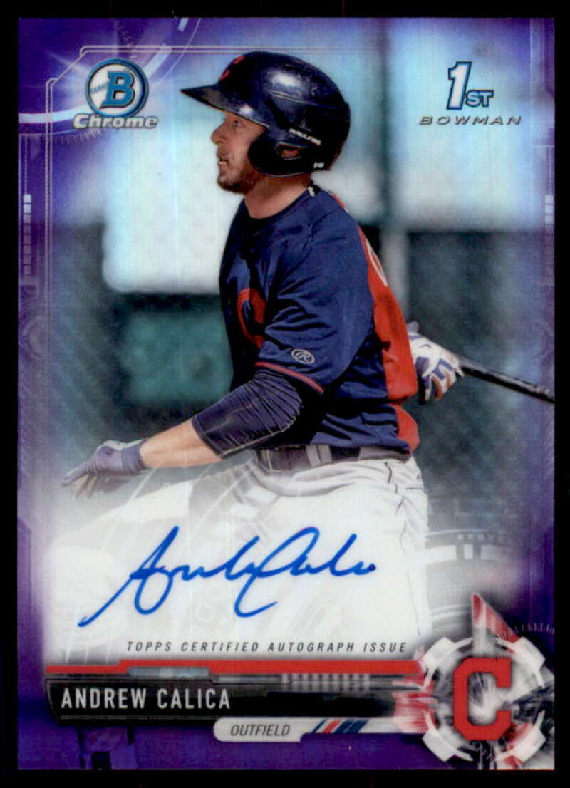 Andrew Calica Rookie 2017 Bowman Chrome Prospect AU Purple Refractors #CPAACA  Image 1