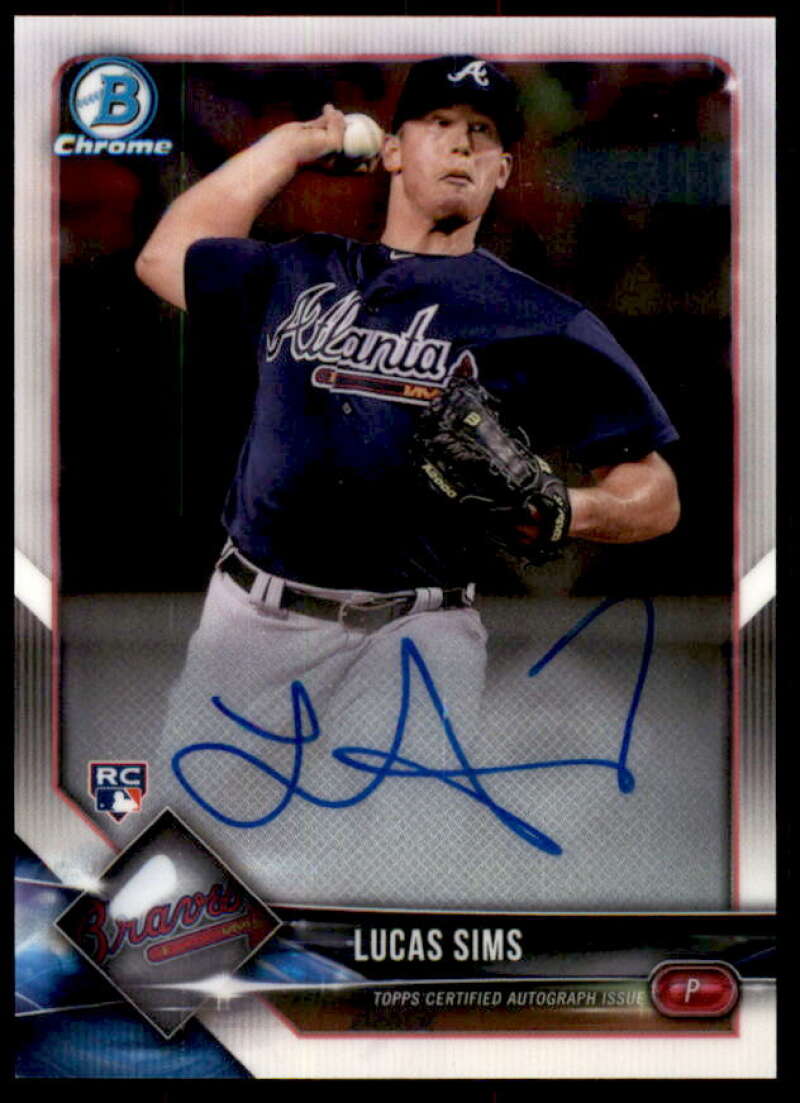 Lucas Sims Rookie Card 2018 Bowman Chrome Rookie Autographs #BCRALS  Image 1