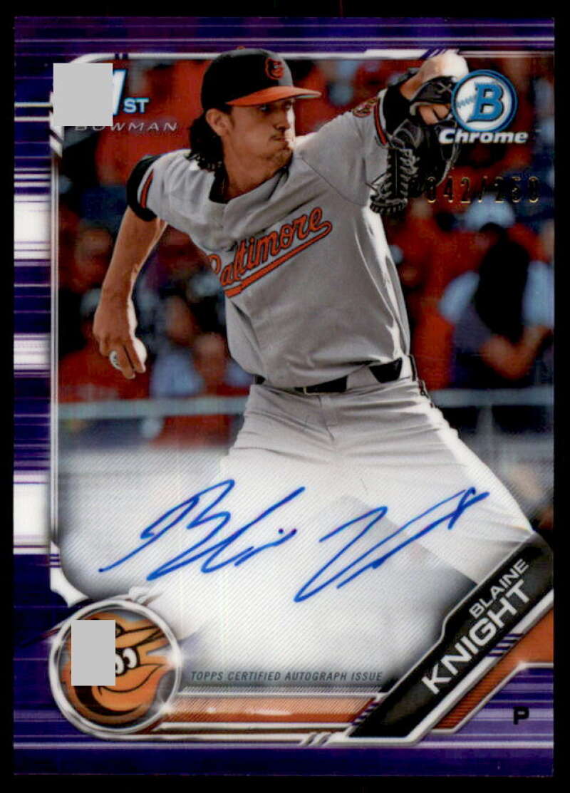 Blaine Knight Rookie 2019 Bowman Chrome Prospect AU Purple Refractors #CPABK  Image 1
