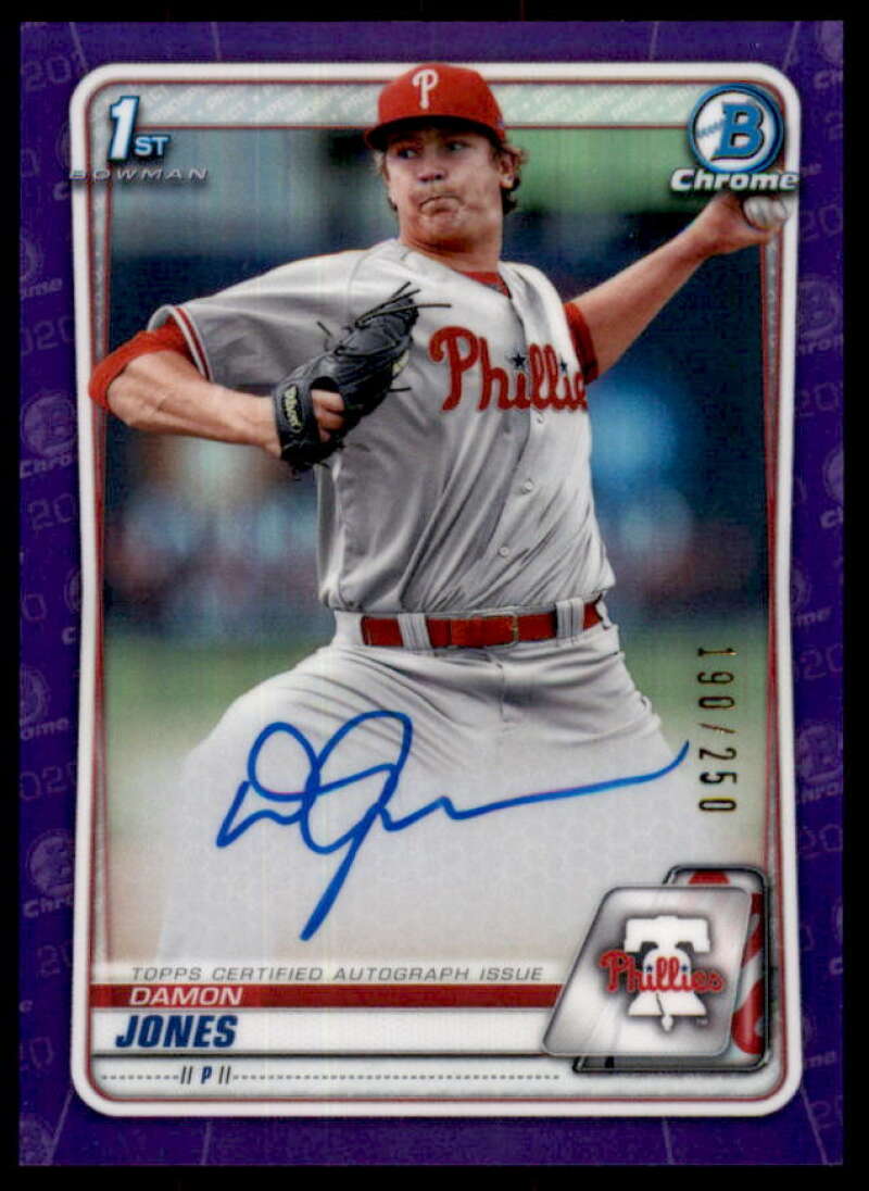 Damon Jones Rookie 2020 Bowman Chrome Prospect AU Purple Refractors #CPADJ  Image 1