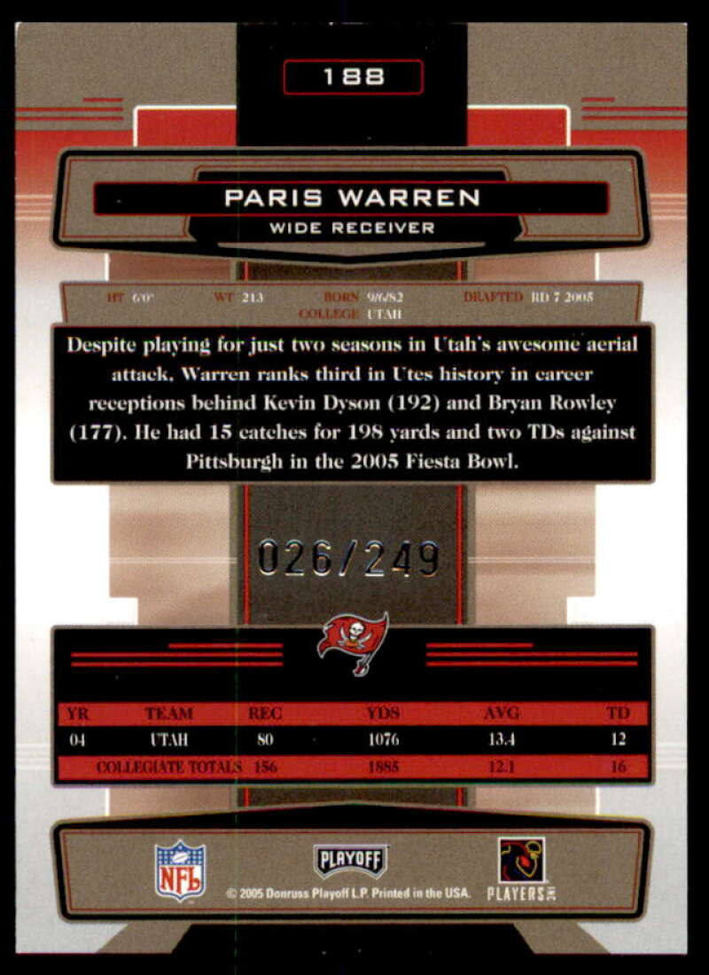 Paris Warren Rookie 2005 Absolute Memorabilia Spectrum Silver Autographs #188  Image 2