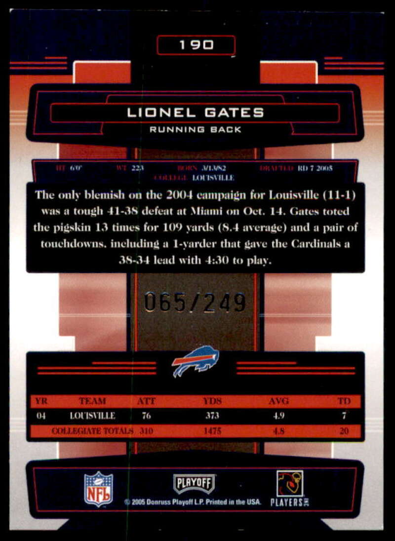 Lionel Gates Rookie 2005 Absolute Memorabilia Spectrum Silver Autographs #190  Image 2
