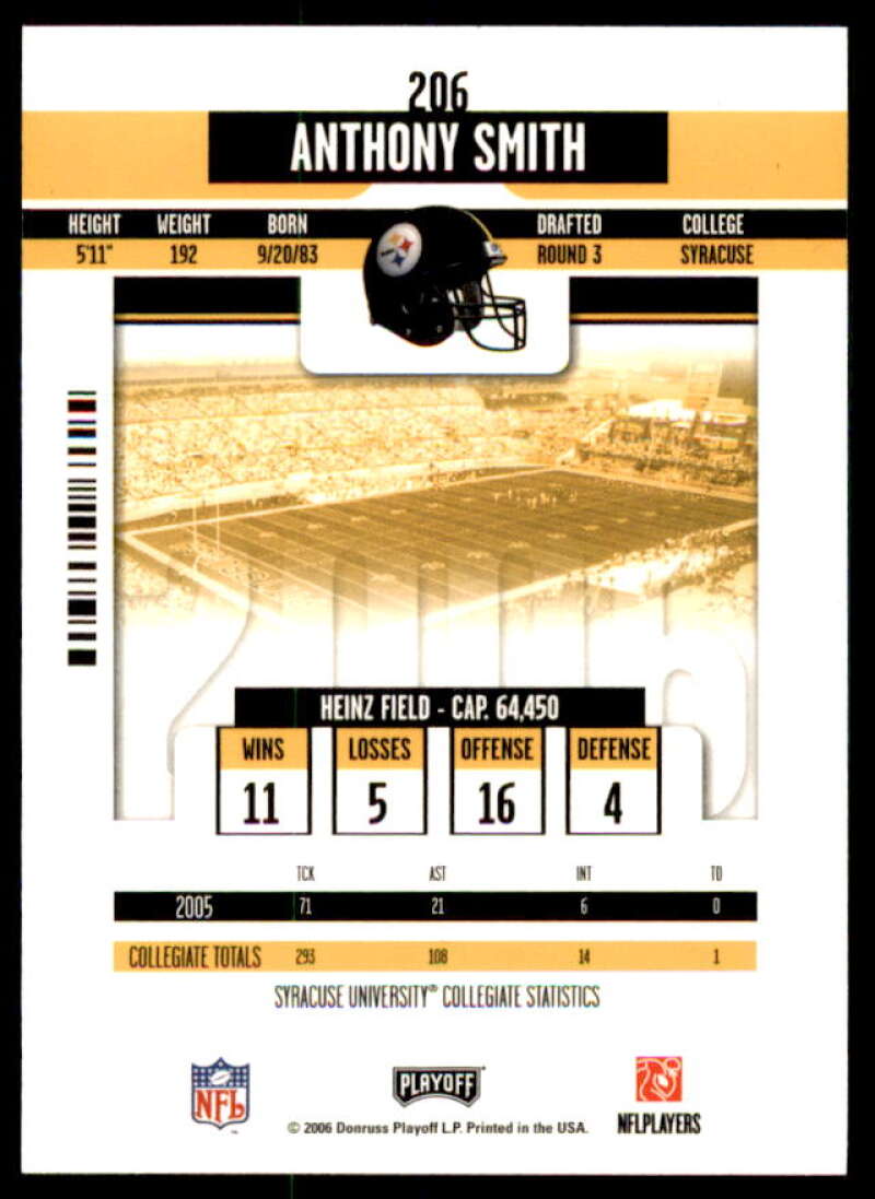 Anthony Smith AU RC Rookie Card 2006 Playoff Contenders #206  Image 2