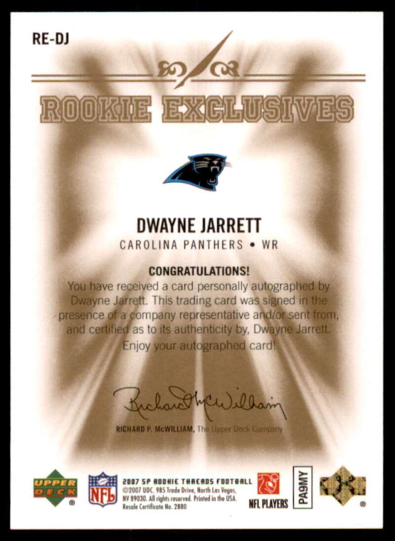 Dwayne Jarrett Rookie 2007 SP Rookie Threads Rookie Exclusive Autographs #REDJ  Image 2