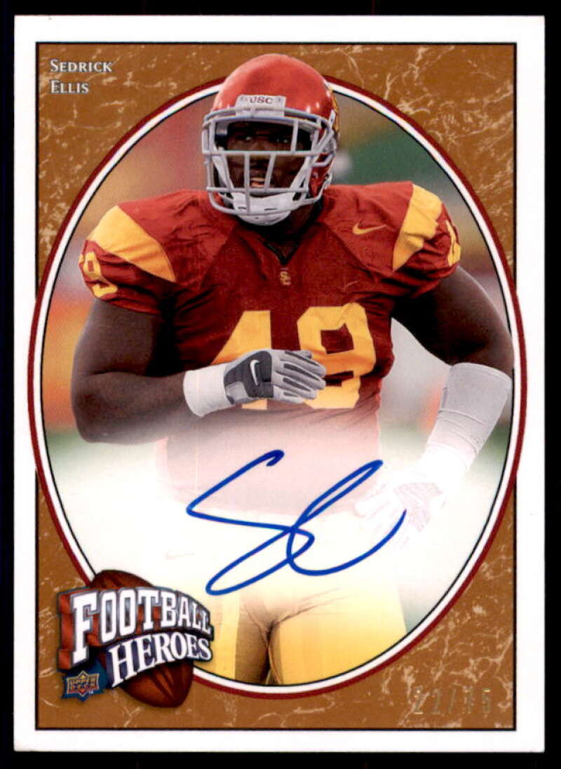 Sedrick Ellis Rookie Card 2008 Upper Deck Heroes Autographs Bronze #191  Image 1