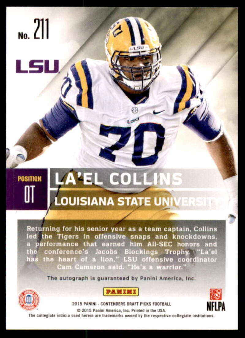 La'el Collins AU RC Rookie Card 2015 Panini Contenders Draft Picks #211  Image 2