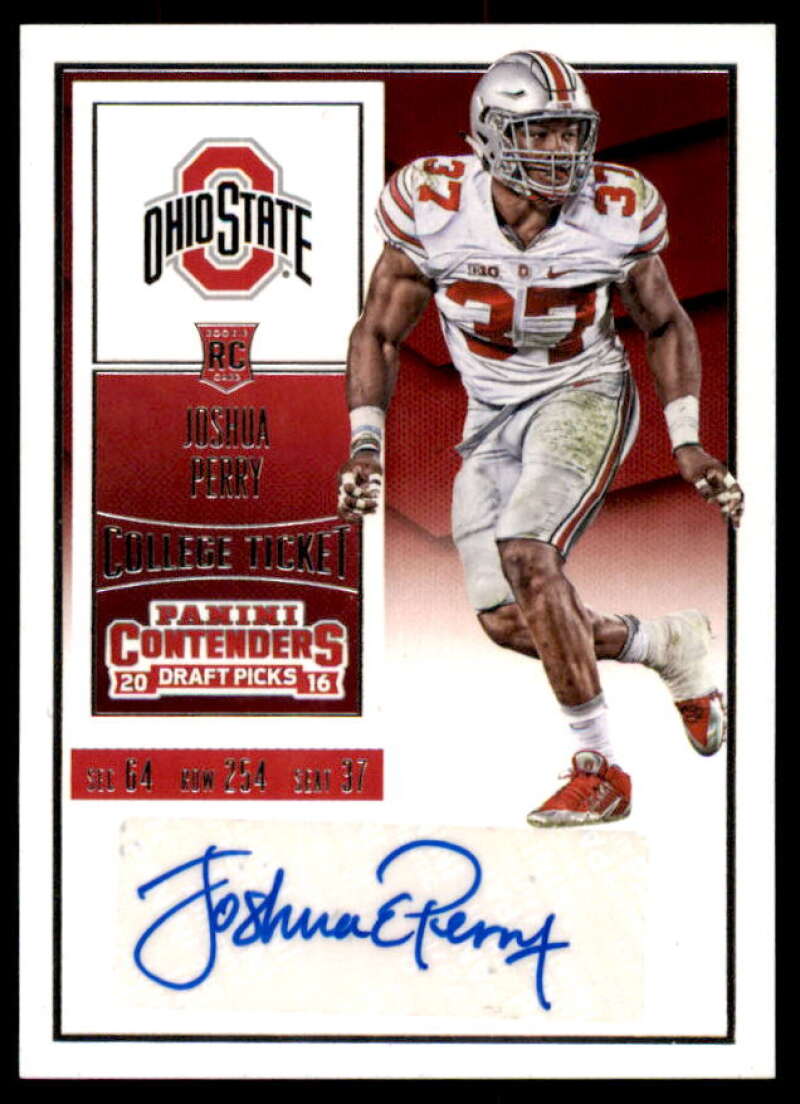 Joshua Perry AU RC Rookie Card 2016 Panini Contenders Draft Picks #208  Image 1