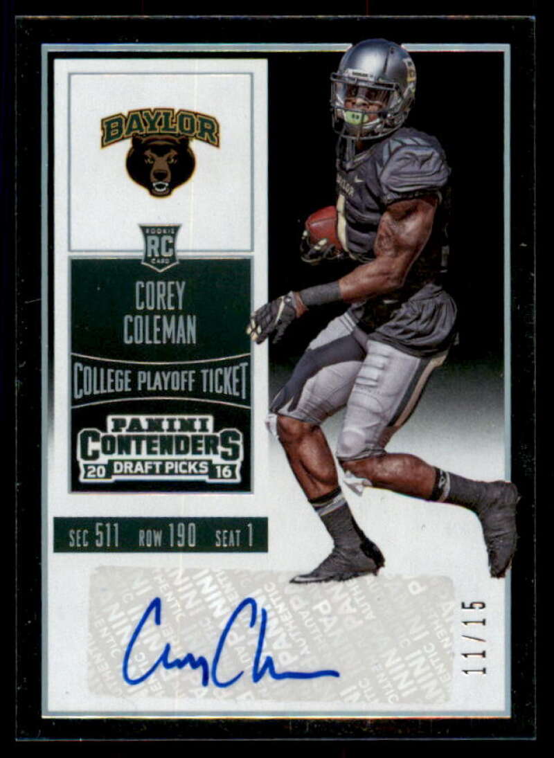Corey Coleman AU Rookie Card 2016 Contenders Draft Picks Playoff Ticket #111B  Image 1