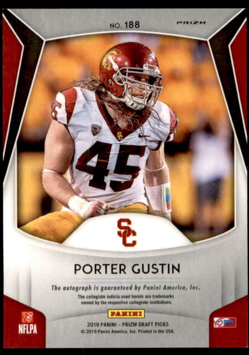 Porter Gustin Rookie Card 2019 Panini Prizm Draft Picks Autograph Prizms #188  Image 2